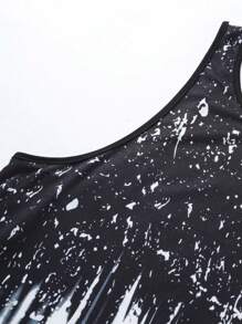 Manfinity Homme Men Colourblock Print Tank Top - Black and White - View 5