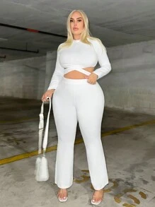 SHEIN SXY Kích thước lớn Năm mới NỮ Trắng Top Cây trồng Câu lạc bộ Lễ tình nhân Năm mới Giáng sinh - trắng - Xem 4