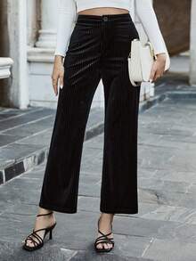 SHEIN Frenchy Màu thuần Dài Quần - màu đen - Xem 5