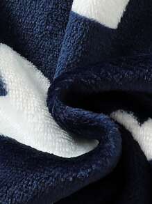 寶寶女孩秋冬季日常休閒可愛的心形印花毛絨外套,適合派對、度假、生日等場合 - 藏蓝色 - 查看 3