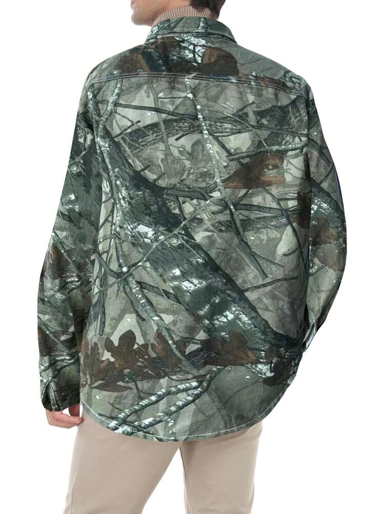 Men's Plant Print Denim Shirt