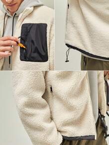 In My Nature 男士拉鏈開襟抽繩下擺戶外搖粒絨夾克 - 米色 - 查看 7