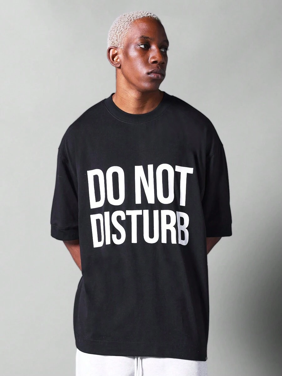 SUMWON Oversized Fit Tee With Front Graphic Print - Black - View 1