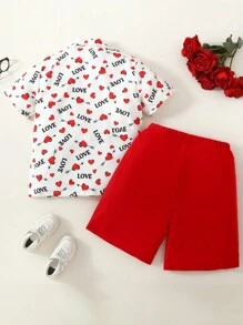 Traje De Caballero Impreso Con Corazones Para Adolescentes