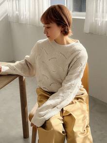 FRIFUL Women's Drop Shoulder Sweater - Khaki - View 8