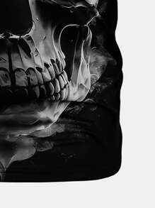 Manfinity LEGND Camiseta de manga corta con estampado de calavera gótico para hombres, regalo para el novio, para salir, camisetas con calavera para hombres, camiseta estampada en 3D para hombres, camisetas gráficas negras para hombres - Negro - Ver 4