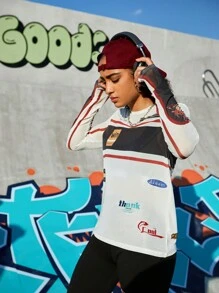 Gameset SHEIN Sport Women's Letter Printed Mesh Sports Sun Protection Coat - Multicolor - View 5