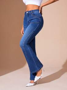 SHEIN BAE Women's Flare Leg Jeans - Blue - View 5