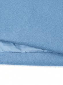 SHEIN LUNE Plush Shawl Collar Belted Woolen Coat - Baby Blue - View 7