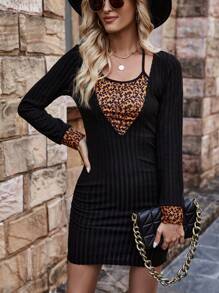 SHEIN Frenchy Women's Sleeveless Floral Patchwork Halterneck Dress - Black - View 5