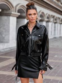 Anewsta Women's Flip Pocket Jacket - Black - View 6