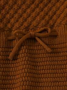 寶寶女孩可愛的休閒毛衣連體褲,帶褶飾裝飾,附帶下褲、爬行裝 - 摩卡棕 - 查看 6