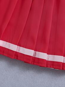 SHEIN Young Girl Letter Print Tank Top & Pleated Skirt Set - Multicolor - View 5