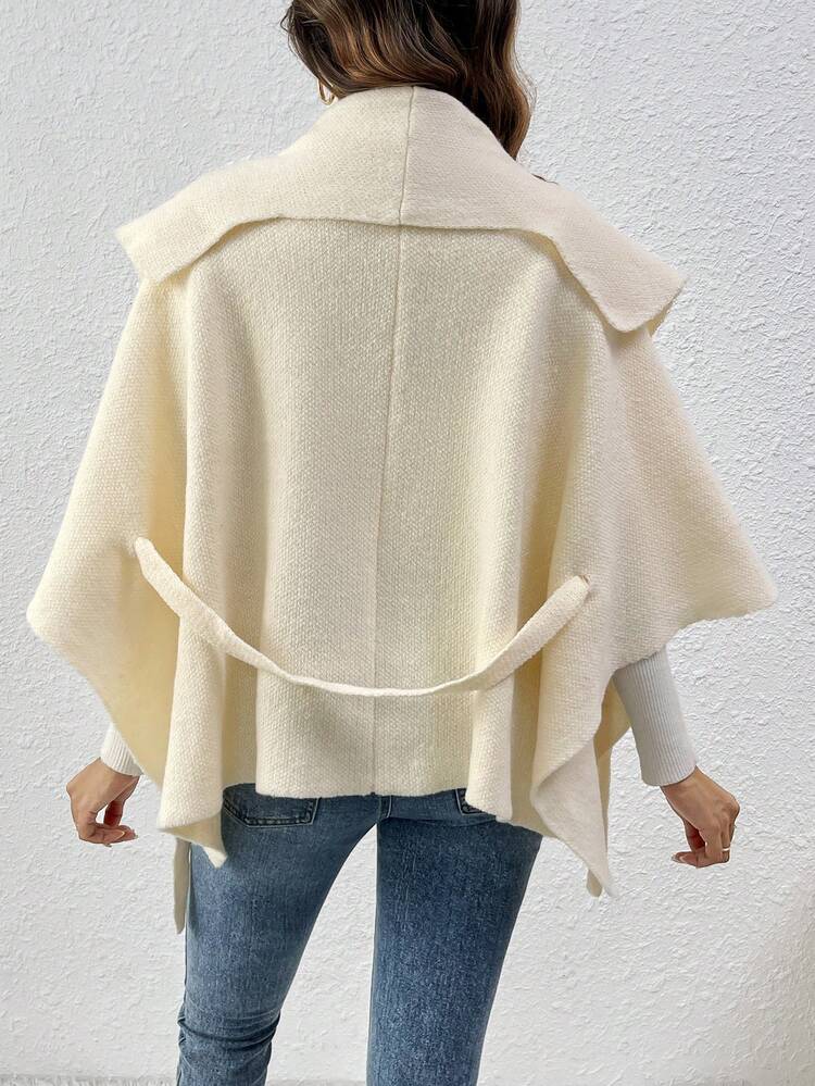 Solid Color Women's Shawl Collar Belted Cardigan