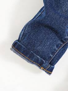 SHEIN Young Boy Midrise Asymmetrical Ripped Jeans For Casual Occasions - Blue - View 3