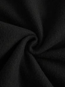 INAWLY Moderiktig lös sporttröja med huva och träningsbyxor, tvådelad uppsättning för damer, vår/höst Fritidsdragsko, ficka långärmad lös svart axeltröja Träningsbyxor Tvådelade kläder för kvinnor, vardagskläder - Svart - Visa 6