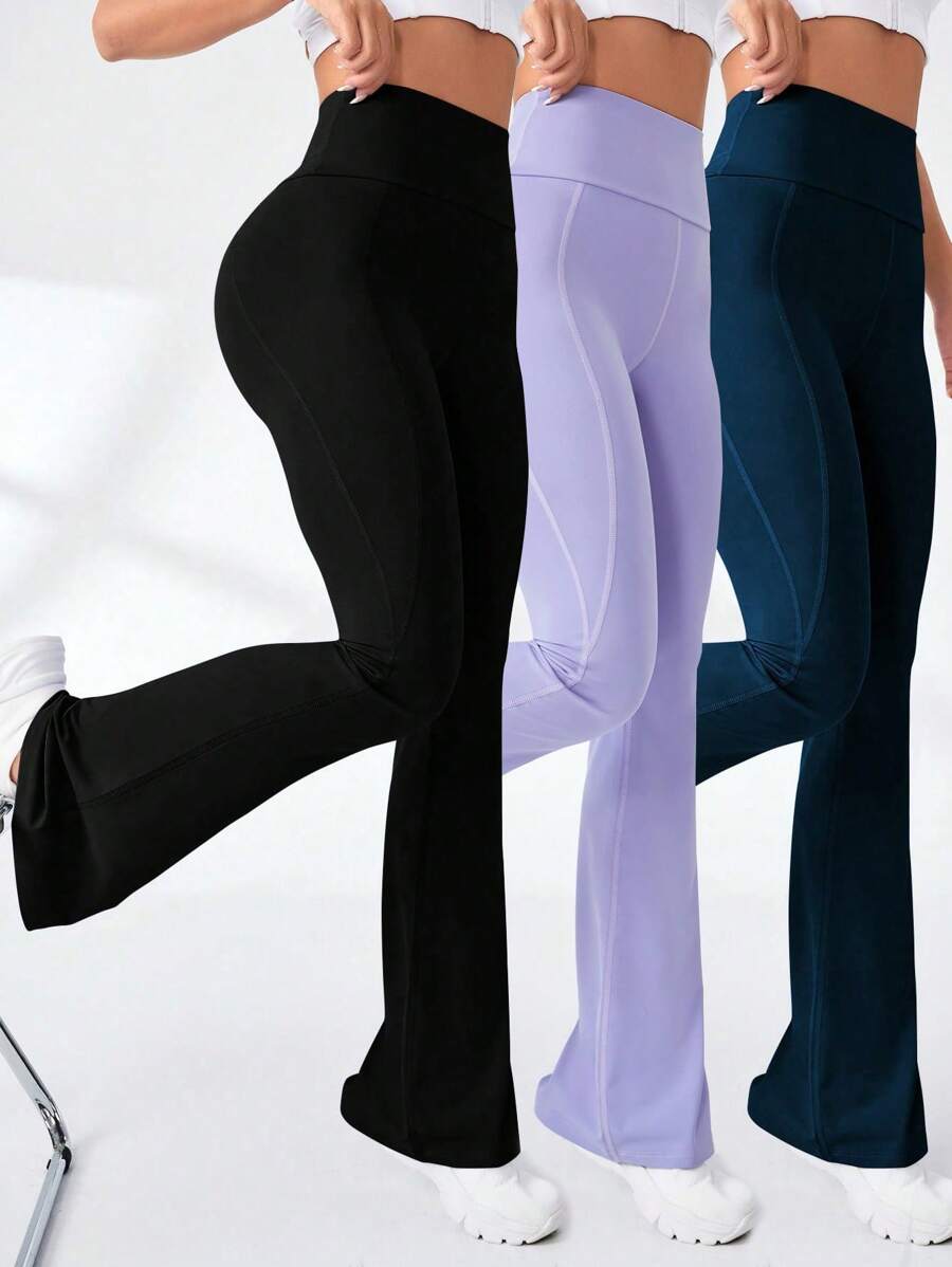 Easithlete 女性純色高腰運動褲 - 彩色 - 查看 1