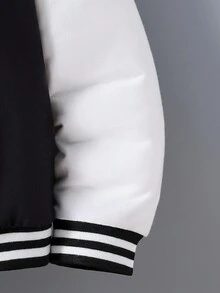 SHEIN 年轻男孩拼色电子卡通印花棒球服夹克（不含运动衫） - 杏色 - 查看 3
