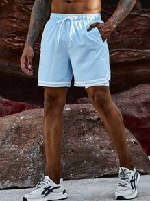 Gym Rark Men's Drawstring Waist Sports Shorts Jogger Shorts - Baby Blue - View 3