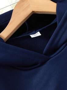 Teen Girls' Hoodie With High Low Hemline And Colorblock Cami Dress Set - Royal Blue - View 3