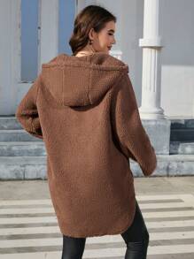 GENKIRA Của phụ nữ Sang trọng Dây kéo Hoodie Áo thun - Lạc đà - Xem 2