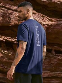 Manfinity Sport Corelite Áo thun thể thao ngắn tay Monogram cho nam - Màu xanh hải quân - Xem 2