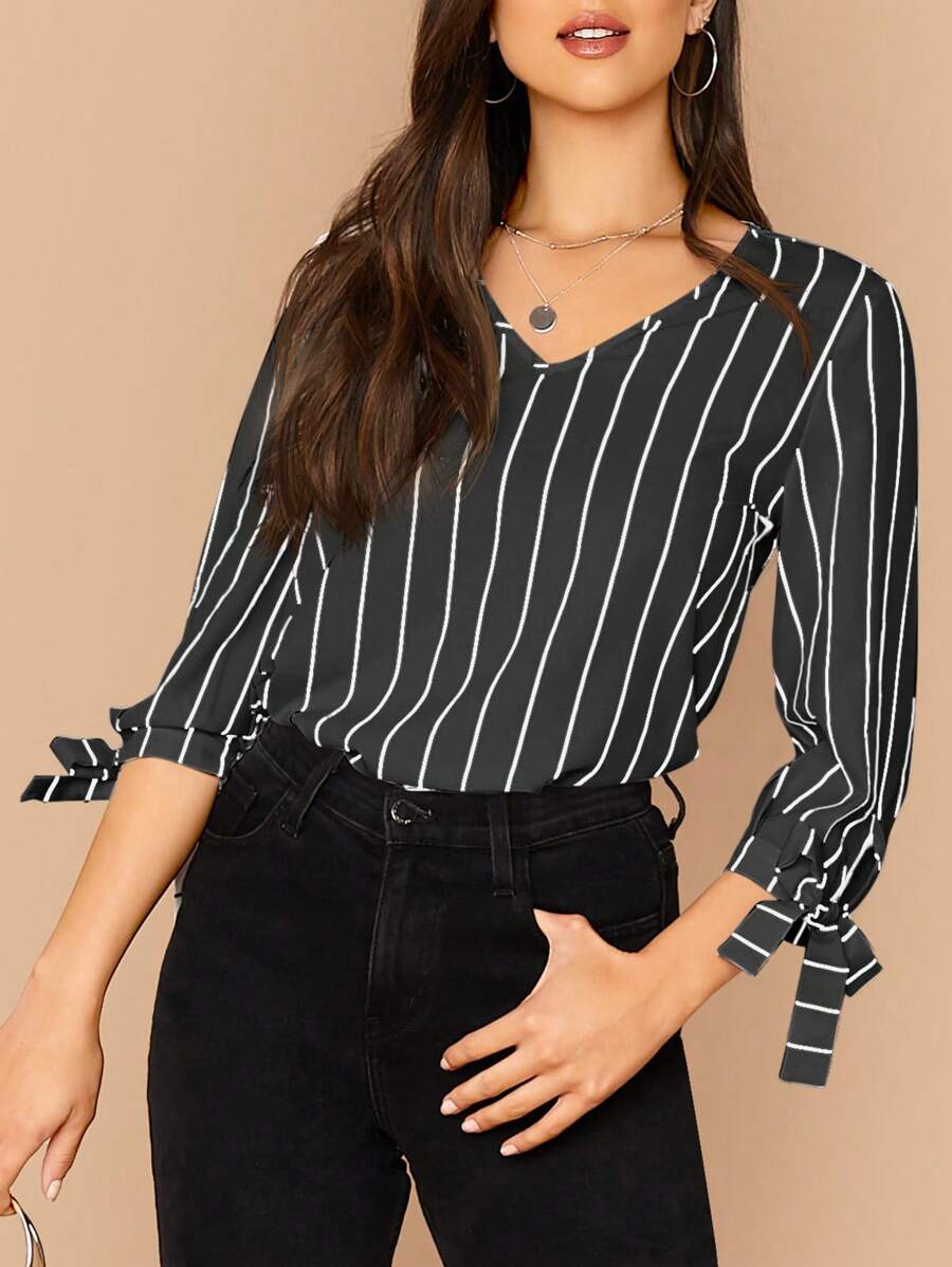 SHEIN Frenchy 女式條紋襯衫