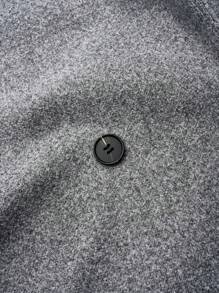 女士加大號灰色羊毛大衣,有尖領和雙排釦 - 灰色 - 查看 4