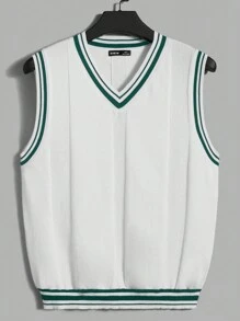 Manfinity RebelGame Nam Cổ chữ V Học viện Phong cách Áo len vest - màu xanh lá - Xem 1