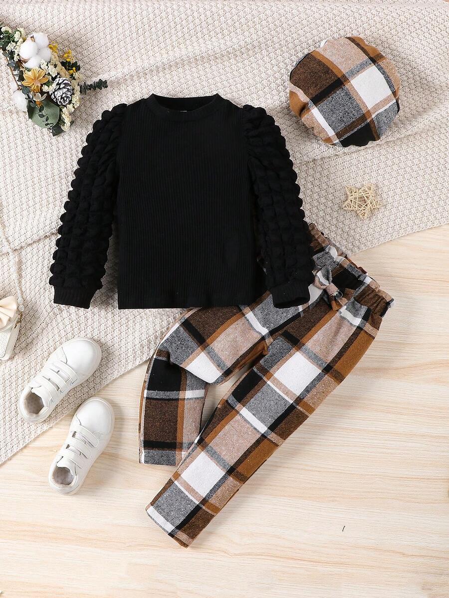 SHEIN Retro Ống tay áo Tay áo dài Áo Và Rộng chân Quần Dành cho Cô gái - Nhiều màu - Xem 1