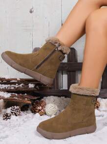 Winter Women's Flat Thermal Lined Snow Boots, 2023 New Arrival, Casual Style, Thick And Warm, Brown - Brown - View 3