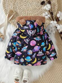 Infant Thickened Hooded Bear Ear Coat Party Dress Outfit For Fall/winter - Multicolor - View 2