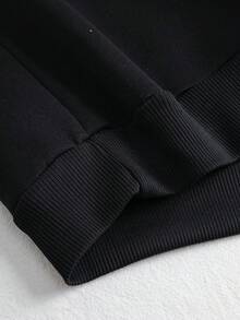 SHEIN Unity 女款心形圖案抓絨運動衫 - 黑色 - 查看 5