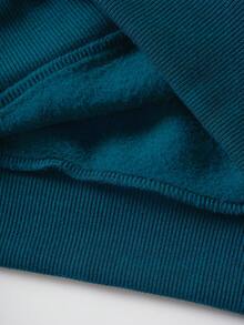 SHEIN Essnce 女款純色插肩袖抓絨運動衫 - 水鴨藍 - 查看 3