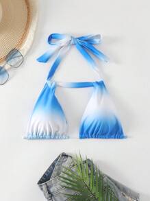 SHEIN Swim Women's Ombre Halter Bikini Top Summer - Multicolor - View 6