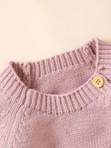 Em bé Dệt kim Áo liền quần Với Raglan Và Mũ - Hồng - Xem 4