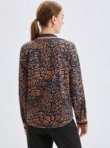 BizChic 女性豹紋釦扣襯衫 - 棕色 - 查看 2