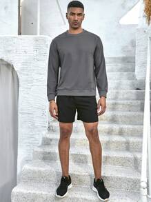 Manfinity Sport Corelite Men's Grey Round Neck Sweatshirt Men Sweatshirt - Grey - View 3