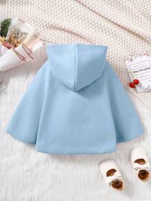 嬰兒女童實色連帽外套,有蝴蝶結裝飾 - 藍色 - 查看 2