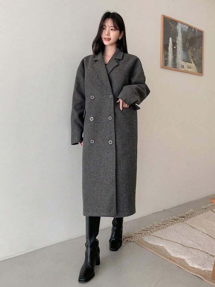 Women's Solid Color Lapel Collar Long Sleeve Single-Breasted Casual Jacket For Autumn/Winter,Fall Women Clothes Women Coats