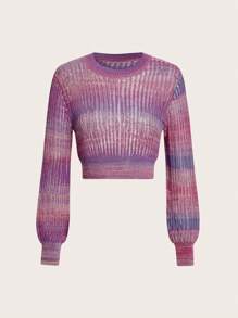 Sweetina Thuốc nhuộm Không gian Áo len Crop - Nhiều màu - Xem 2