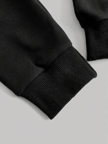 SHEIN MOD Women's Contrast Color Zip Up Hoodie Sweatshirt - Black and White - View 3