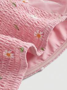 SHEIN MOD Women's Floral Embroidery Mesh Splicing Strapless Dress - Pink - View 4