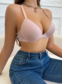 Sujetador De Encaje Con Parches Para Mujeres - Rosa - Ver 8