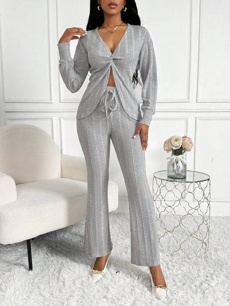 Women's Knitted Textured Knit Suit