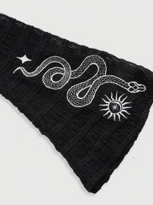 ROMWE Goth Women's Snake Pattern Extra Long Sleeve Top - Black - View 4