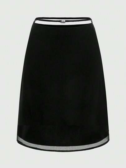 تنورة صغيرة من الشيفون بلون أحادي على طراز Y2K، متعددة الاستخدامات