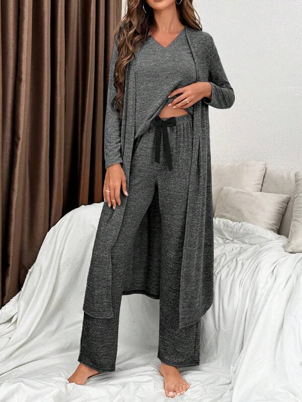 Ladies' Solid Color Home Lounge Set Cozy Outfit, Fall Winter Clothes