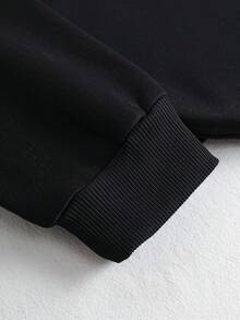 SHEIN Unity 女款心形圖案抓絨運動衫 - 黑色 - 查看 4