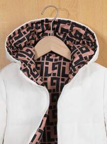 SHEIN Little Girls' Reversible Hooded Padded Coat